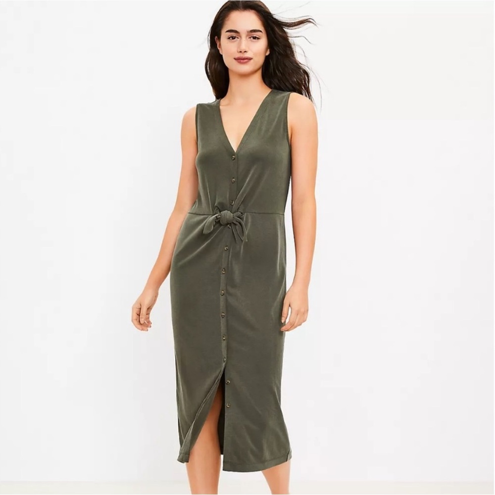 NWT Loft Lou & Grey Sandwashed Button Tie Dress
